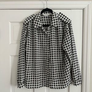 VINTAGE houndstooth silk blouse